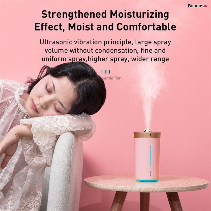 Máy phun sương tạo ẩm mini tích hợp đèn trang trí đổi màu Baseus Whale Car/ Home/ Office Humidifier