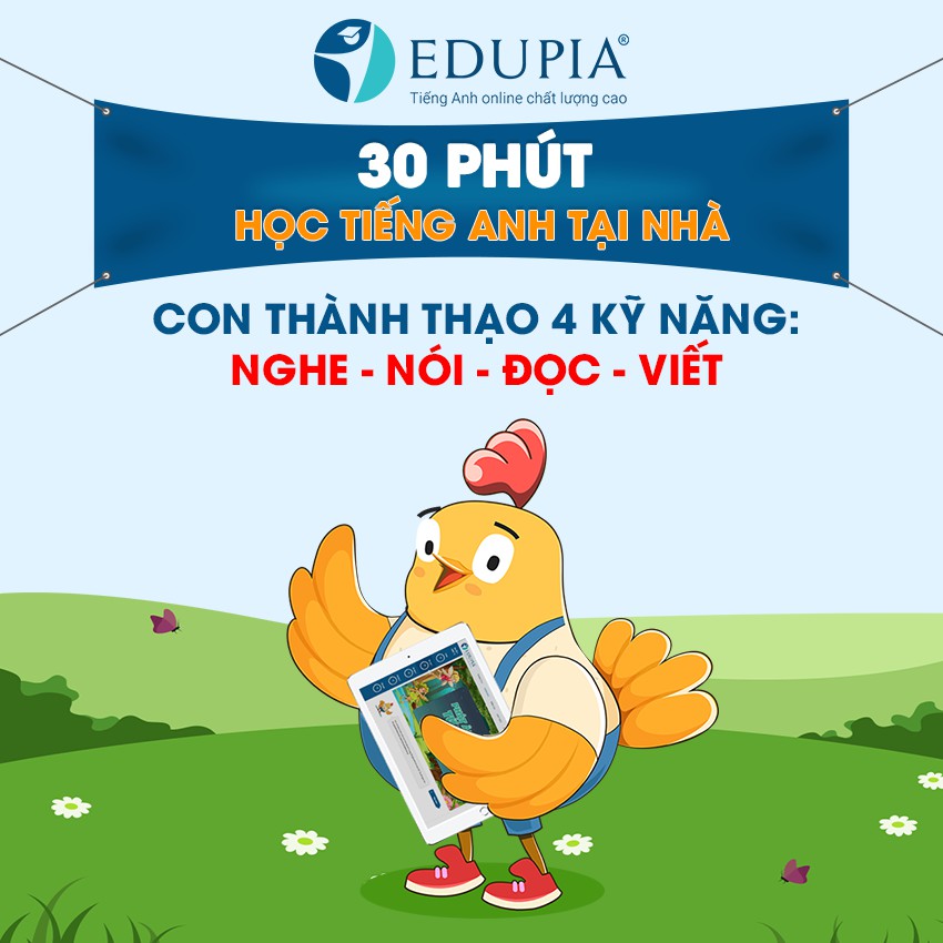 Khóa học tiếng Anh online cho học sinh tiểu học EDUPIA - Gói 1 năm - Toàn diện Nghe - Nói - Đọc - Viết