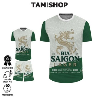 Bộ Thể Thao Mặc Nhà Nam Nữ Cọc Tay Set Tập Gym Đi Chơi Họa Tiết BIA SAIGON