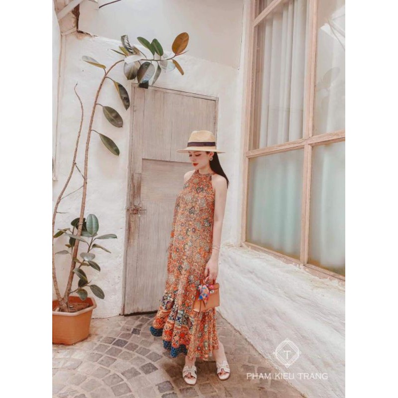 váy maxi cổ yếm dáng dài siêu xinh