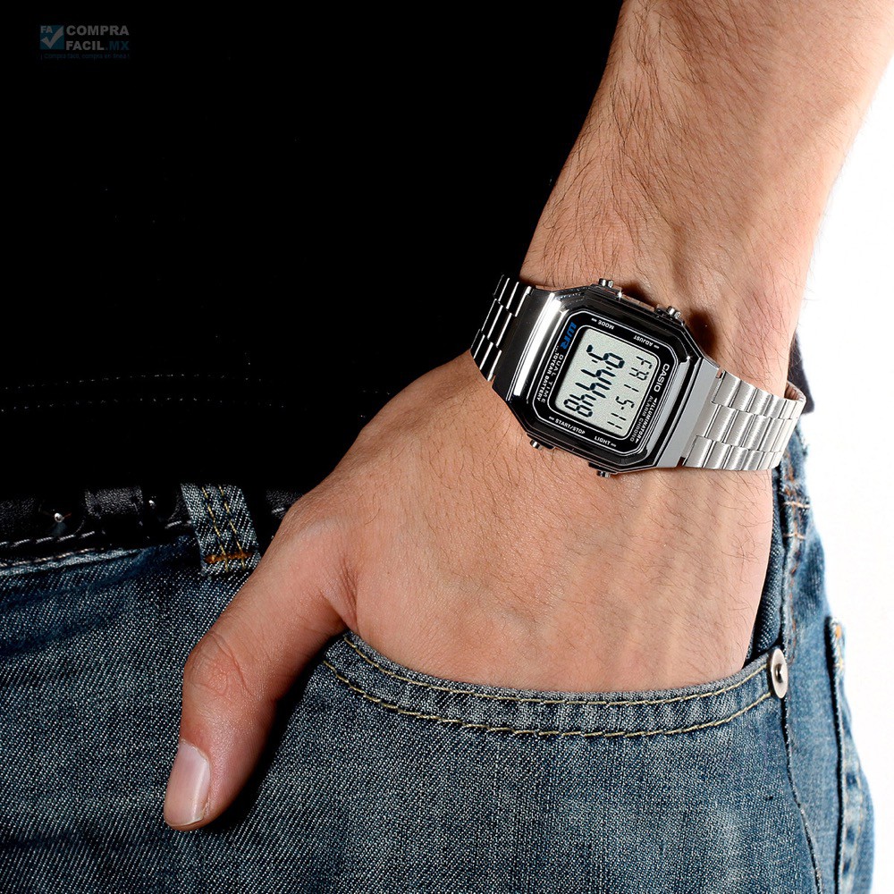Đồng hồ điện tử Casio chính hãng A178, dây kim loại