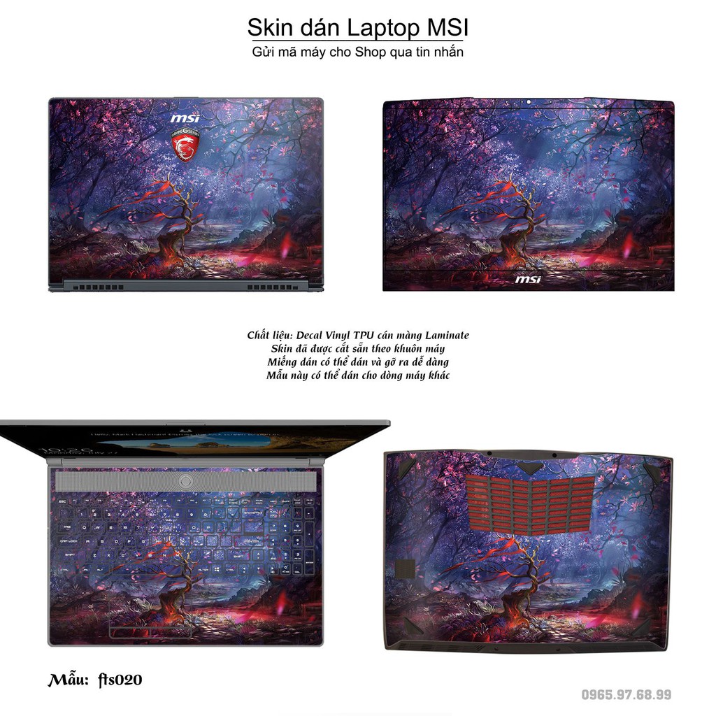 Skin dán Laptop MSI in hình Fantasy nhiều mẫu 3 (inbox mã máy cho Shop)