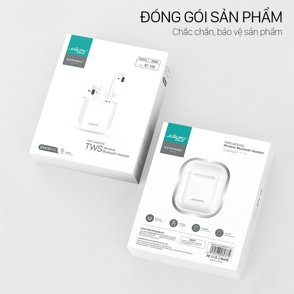 Tai nghe bluetooth JUYUPU T100 nhét tai chính hãng Airpods cho iPhone Samsung OPPO VIVO HUAWEI XIAOMI tai nghe không dây