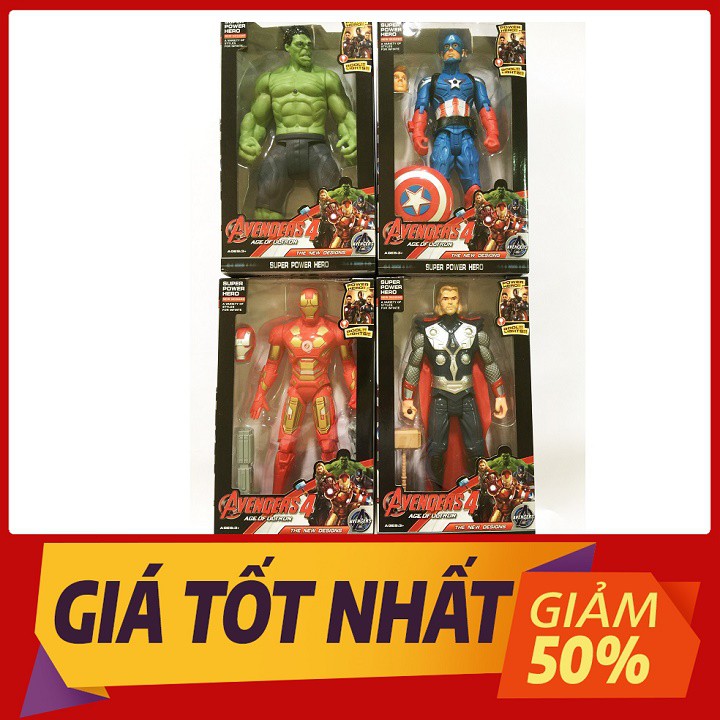 ✅FREESHIP 50K✅ Đồ Chơi Mô Hình Siêu Anh Hùng Có 4 Nhân Vật Lựa Chọn, Cao 27cm, Có Đèn Sáng, Nhựa Cao Cấp An Toàn