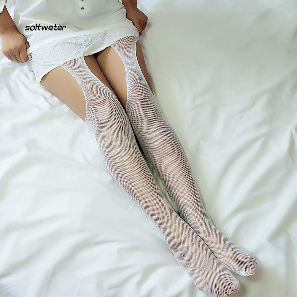 Quần tất lưới xuyên thấu đính đá lấp lánh quyến rũ
