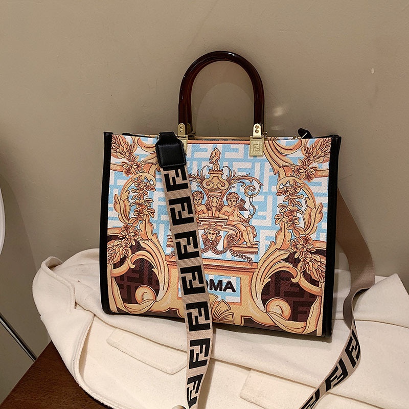 Túi Xách Đeo Vai / Xách Tay Cỡ Lớn In Họa Tiết graffiti Fendi Thời Trang Cho Nữ