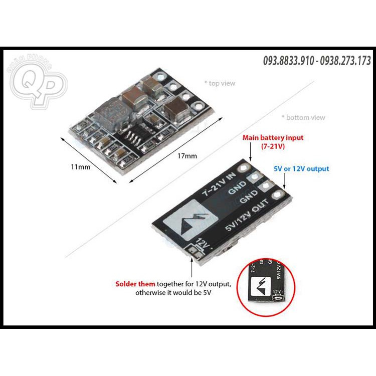 Mạch Matek Micro UBEC 1.5A 5V/12V