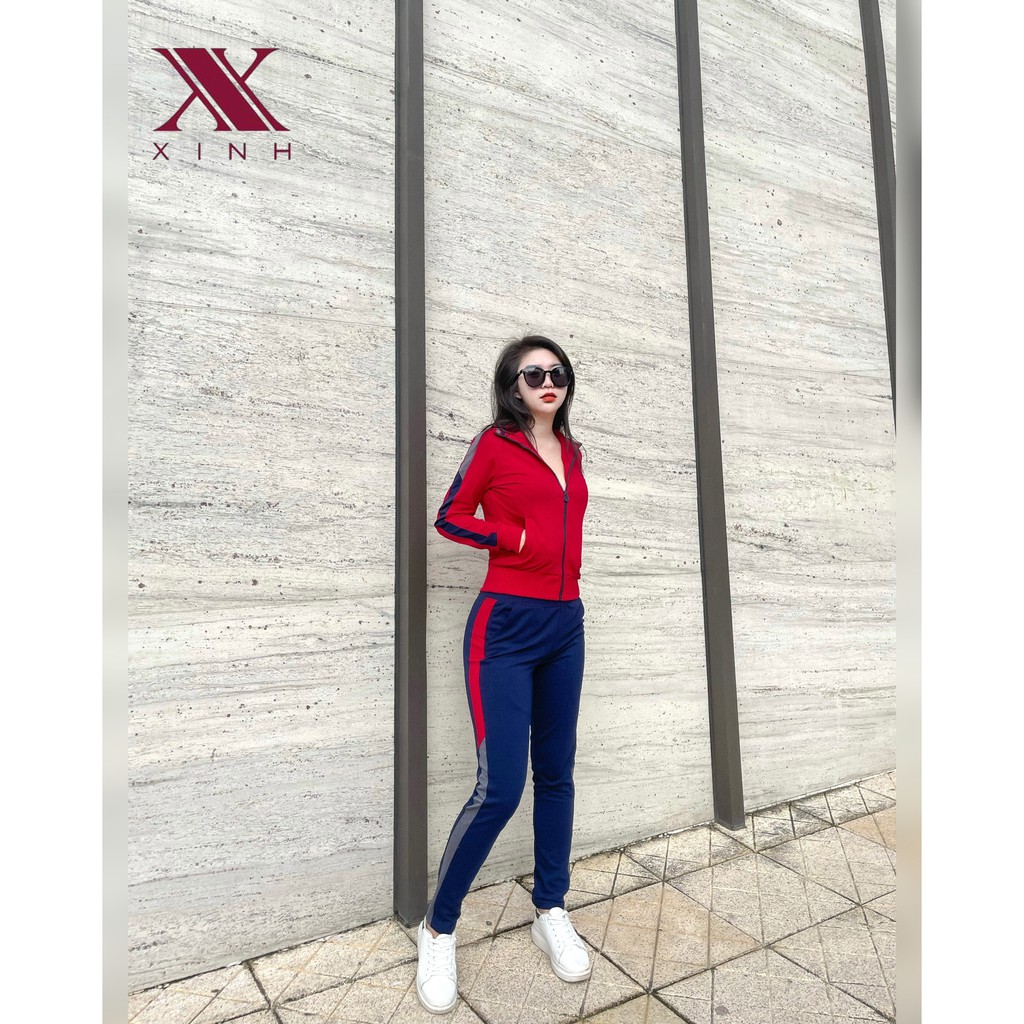 Bộ thể thao kéo séc cotton da cá Xinh Fashion Home Wear X495
