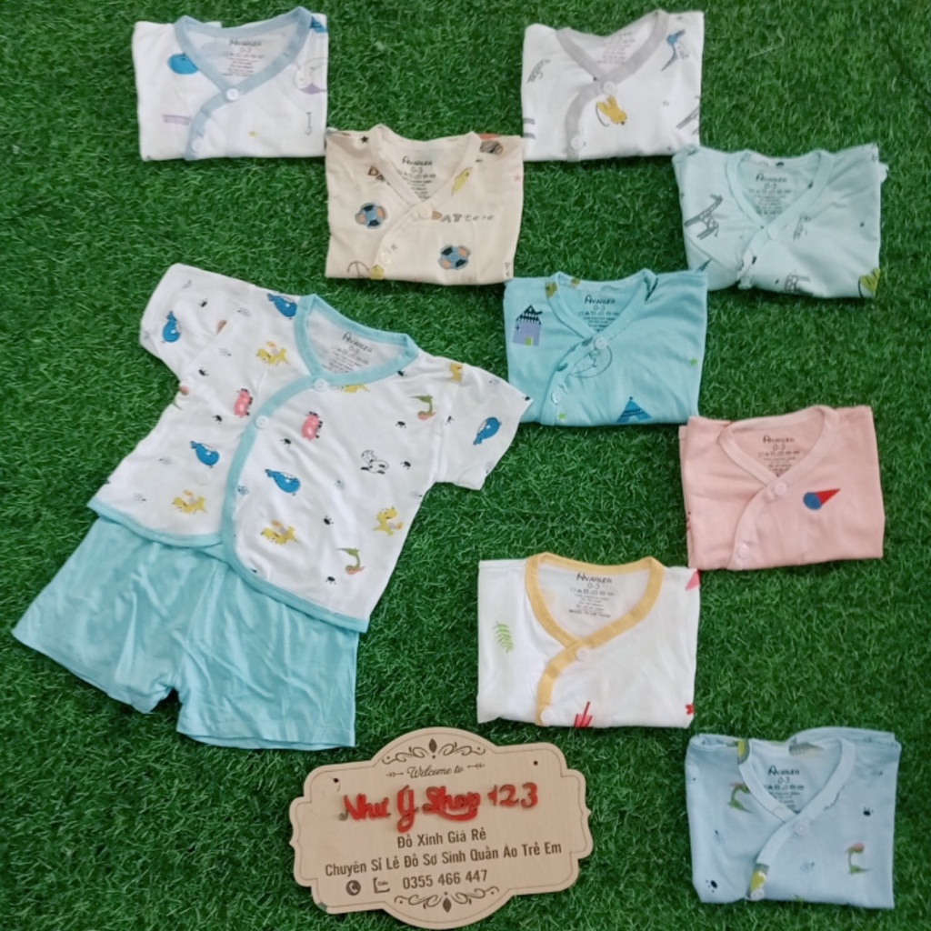 [A35 - Siêu Mềm, Nhiều Mẫu] Bộ Cộc Tay Thun Lạnh Avaler Sơ Sinh Vạt Chéo ( Ảnh Thật Tự Chụp Video Tự Quay)