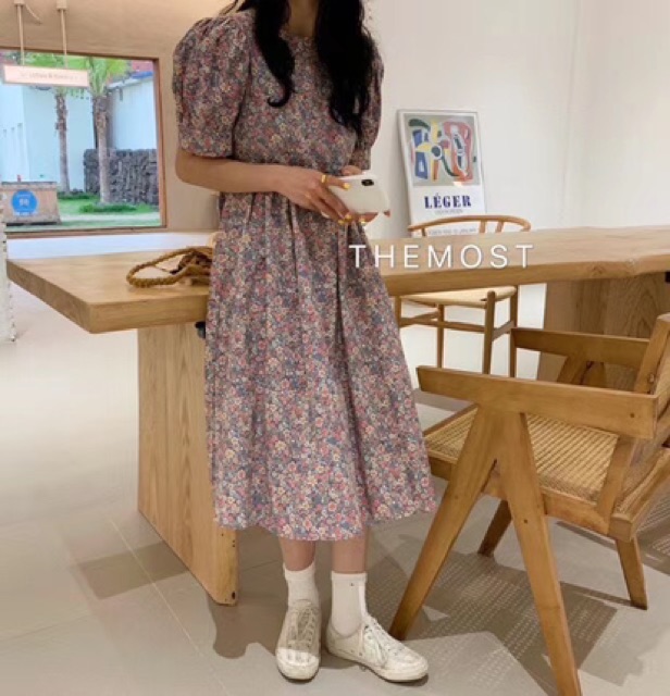 Váy baby doll hoa nhí vải thô lanh 2 lớp Ulzzang style 🌸 Hàng Quảng Châu