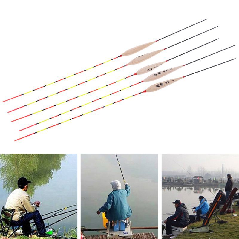 5 Pcs Fishing Float Night Luminuous Tackle Glow Stick Wood Accessories