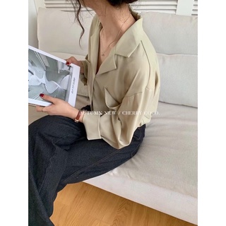 Áo sơ mi pijama lụa hai túi 91706 CHERRYCOCO