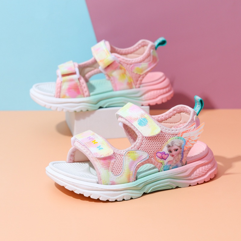 SUGE Size23-37 sandal bé gái Xăng đan đế mềm in họa tiết công chúa elsa dễ thương thoáng khí thoải mái thời trang đi biển dành