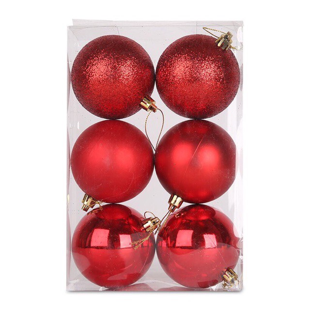 Sét 6 quả châu trang trí cây thông Noel   size 4,6,8,10