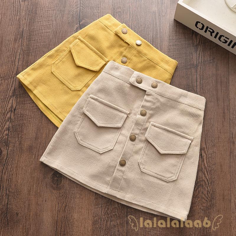 ◕ω◕Girls Corduroy Versatile Buttock Wrapping Half Length Skirt