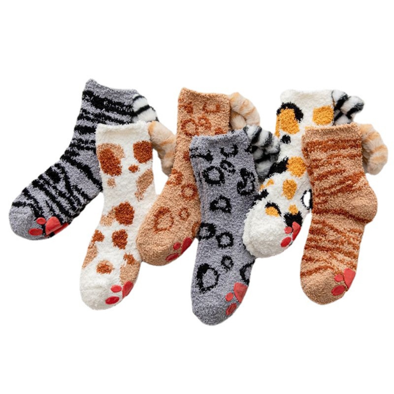 Tất Lông Nhung Hình Chân Mèo 3D Dễ Thương Xinh Xắn Cho Nữ