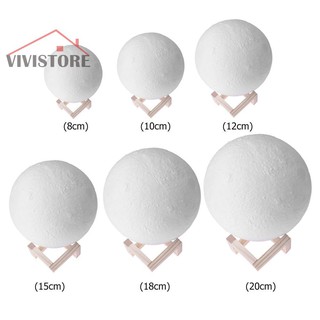 3D Print Moon Lamp Rechargeable LED Night Light Touch Switch Bedside Lights