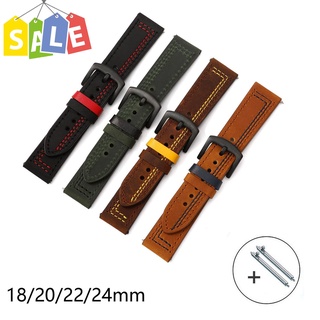 Dây Đeo Đồng Hồ Bằng Da Thật 18 20 22 24mm Thay Thế Cho Amazfit Huawei Gt Samsung Galaxy Watch 3 Galaxy Watch 42mm 46mm