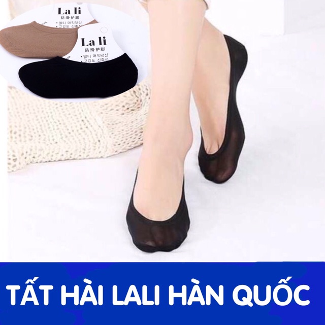 Tất hài lali Hàn Quốc chống trượt, co giãn, thấm mồ hôi cho mẹ và bé (màu da/đen)