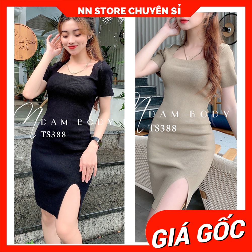 ĐẦM BODY LEN XẺ TÀ SANG CHẢNH TS388 SLE18 🎀HÀNG CAO CẤP 🎀 ĐẦM NỮ ĐI TIỆC 🎀 ĐẦM LEN NGẮN
