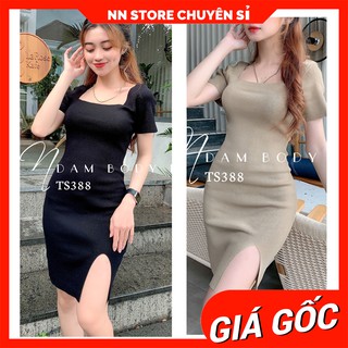 ĐẦM BODY LEN XẺ TÀ SANG CHẢNH TS388 SLE18 🎀HÀNG CAO CẤP 🎀 ĐẦM NỮ ĐI TIỆC 🎀 ĐẦM LEN NGẮN