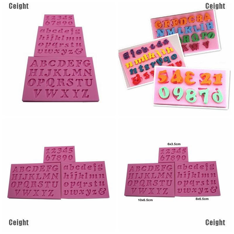 Bộ 3 Khuôn Silicone Hình Chữ Cái & Số Mini Dùng Trang Trí Bánh Kem Diy
