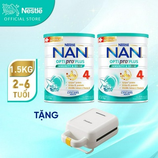  Bộ 2 Lon Sữa bột Nestlé NAN OPTIPRO PLUS 4 1500g/lon với 5HMO Giúp tiêu hóa tốt