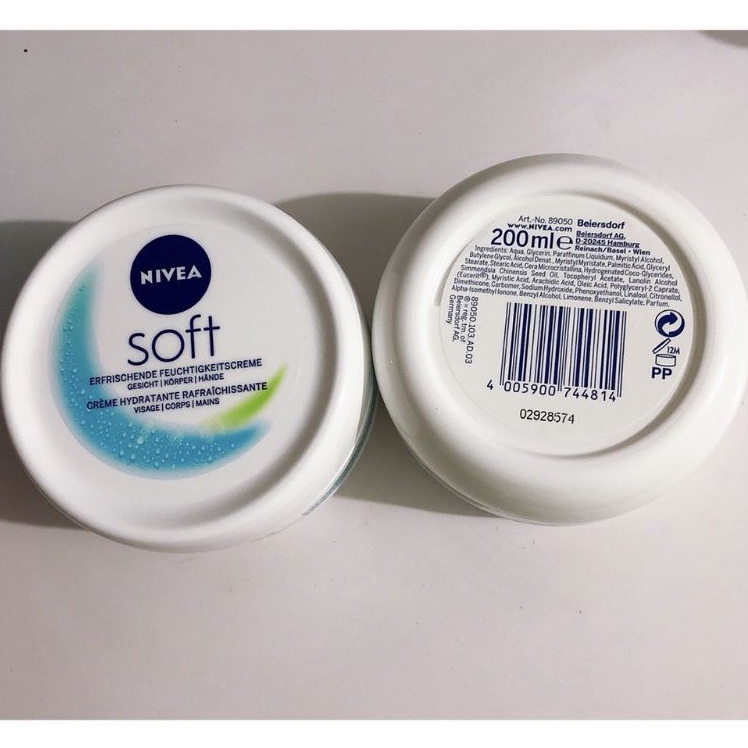 200g Kem NIVEA Soft chống nẻ dưỡng ẩm, trắng da,  toàn thân,phù hợp cho các loại da nhạy cảm