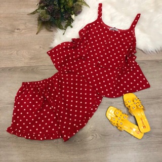 Bộ đùi 2 dây chấm bi lụa siêu mát