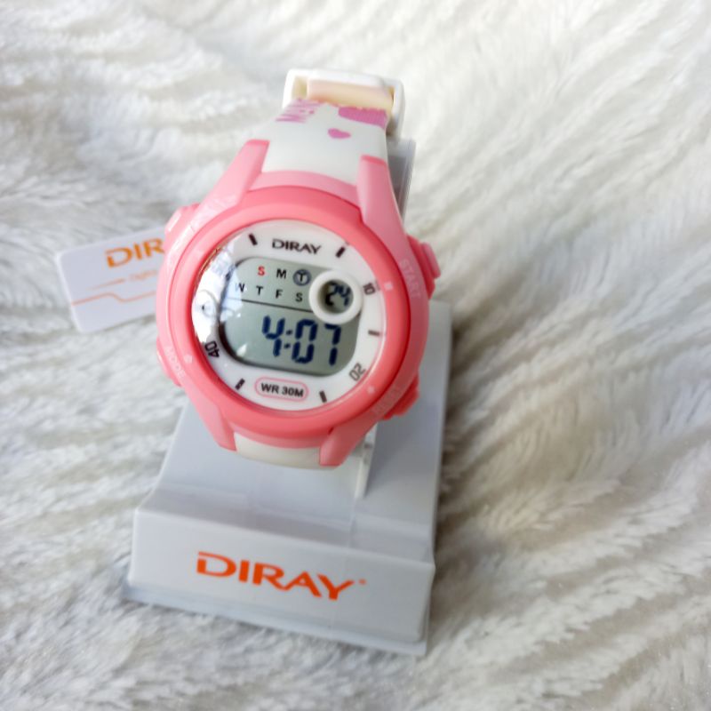 Đồng hồ trẻ em Diray dây silicon họa tiết hình thú màu hồng, hàng cao cấp, có bảo hành