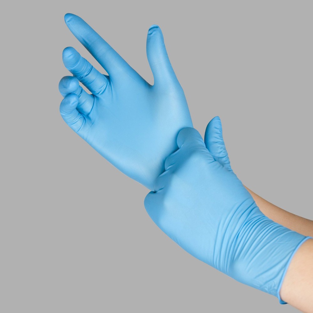 Găng tay không bột Vglove bao tay dùng trong chế biến thực phẩm, nấu ăn, thẩm mỹ, spa 2 màu trắng xanh