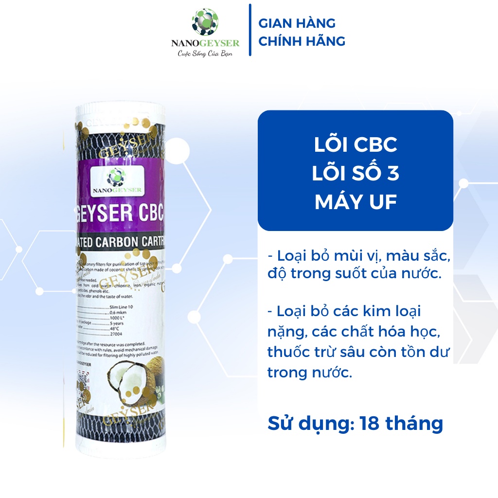 Lõi lọc nước 123 dùng cho các dòng máy UF, lõi lọc 2in1 PP và GAC, Cation, CBC dùng cho các máy Aqua, Karofi, Kanguroo