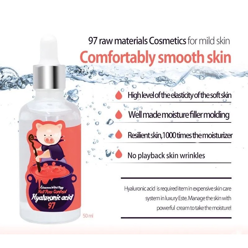 Tinh chất HA cấp nước cấp ẩm cho da căng mọng Elizavecca Witch Piggy Hell Pore Control Hyaluronic Acid 97 Serum