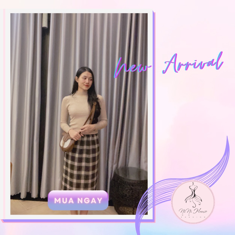 Chân váy dài dạ kẻ caro cạp chun phong cách Hàn Quốc, Chân váy dạ kẻ caro dáng dài Ulzzang 2 màu đen nâu xẻ vạt sau | BigBuy360 - bigbuy360.vn