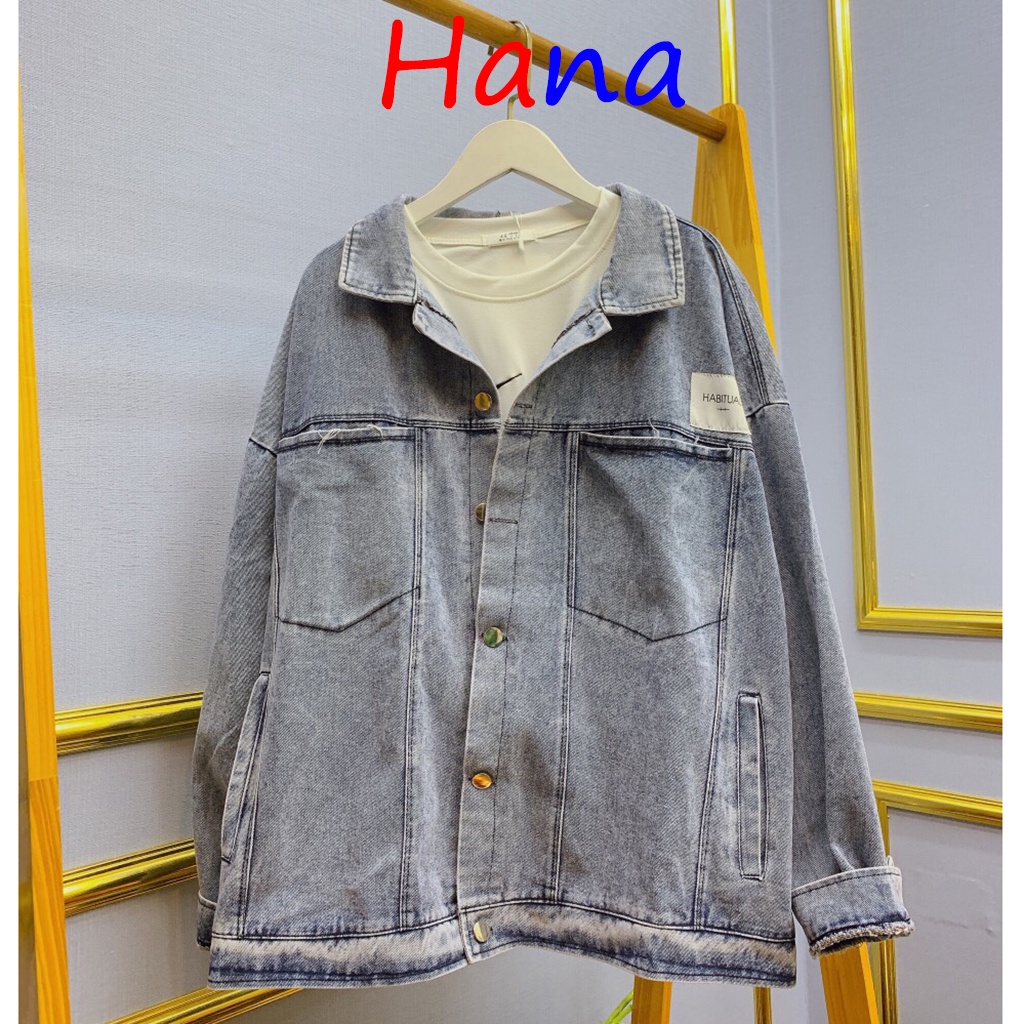 Áo Khoác Jeans Logo Trắng- Hana04