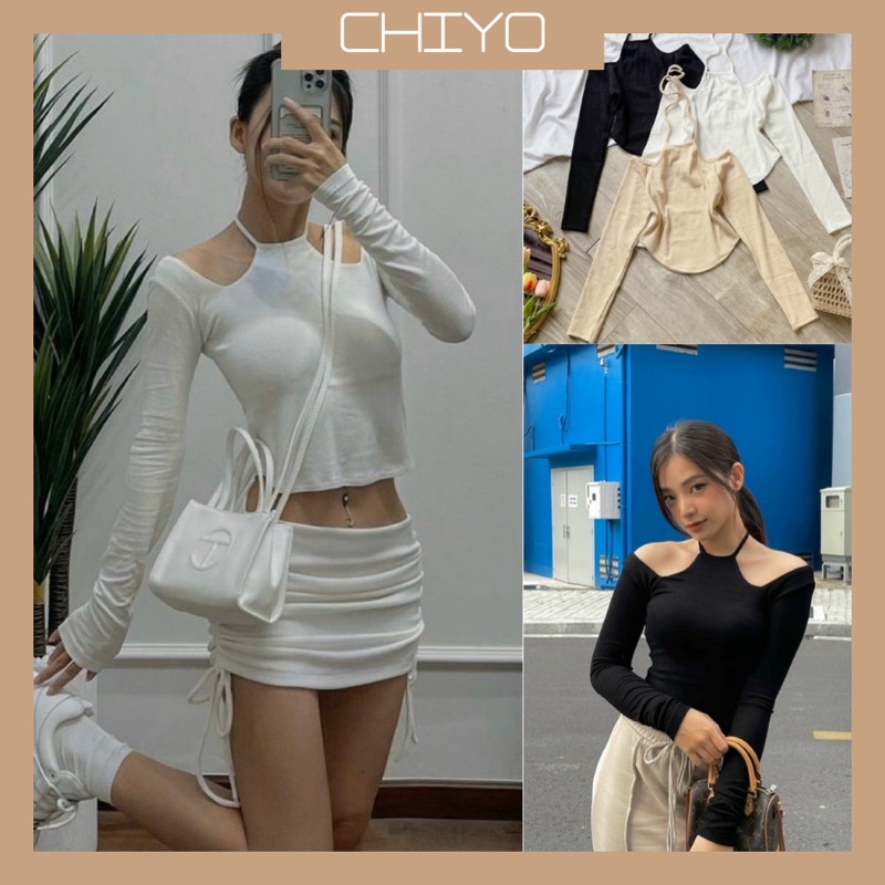 Áo Thun Kiểu Hở Vai Cột Dây Trendy A58