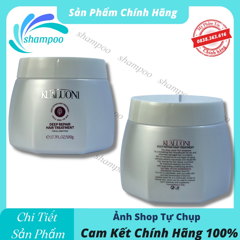 Kem ủ tóc phục hồi siêu mượt Collagen KUALUONI 500ml dưỡng tóc đẹp như salon tại nhà