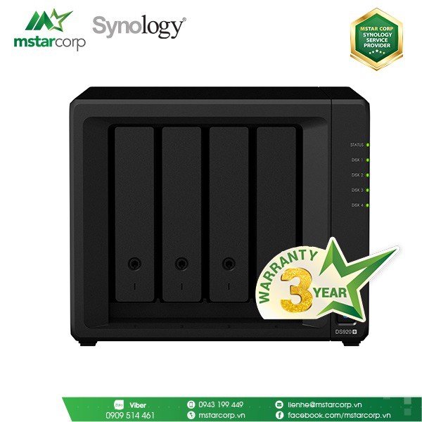 Thiết bị lưu trữ mạng (NAS) Synology model DS920+ - Hàng chính hãng