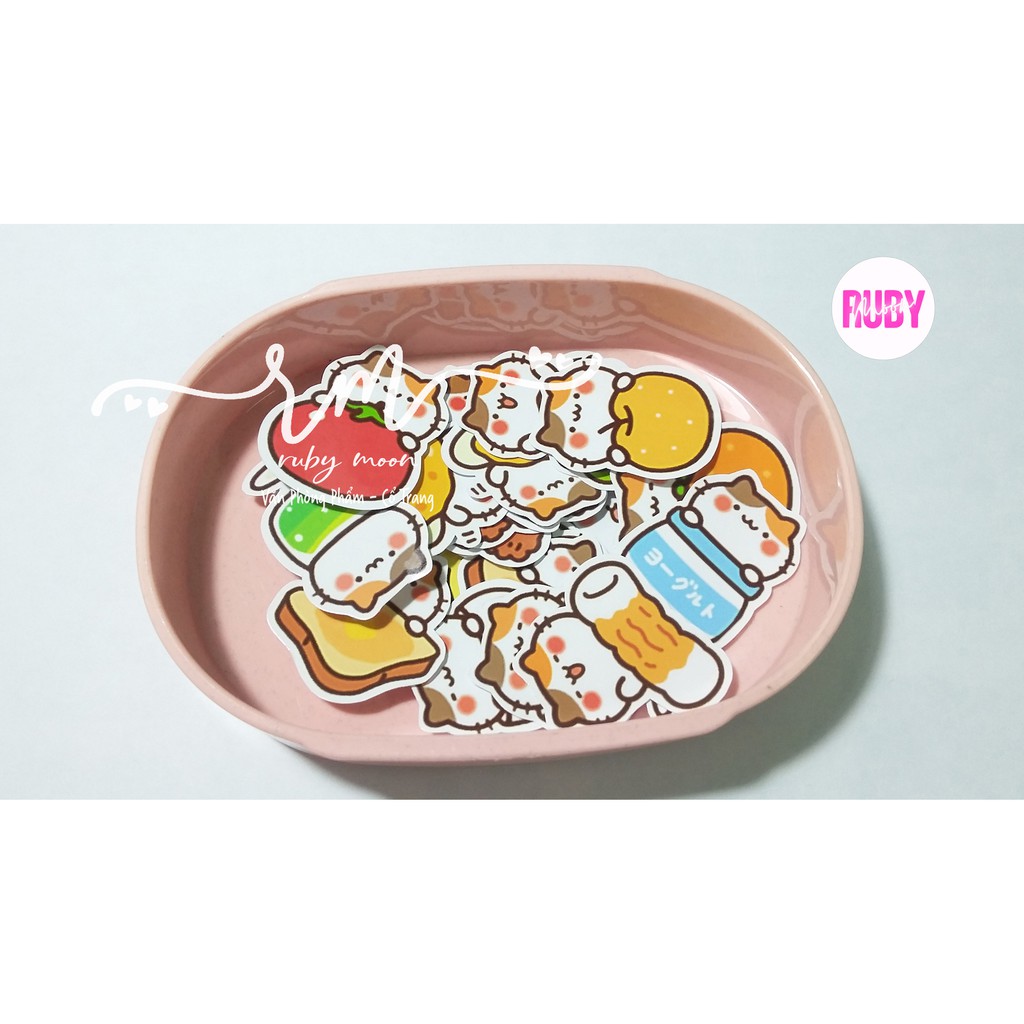 Bộ 30 Nhãn Dán Sticker Mèo Ham Ăn