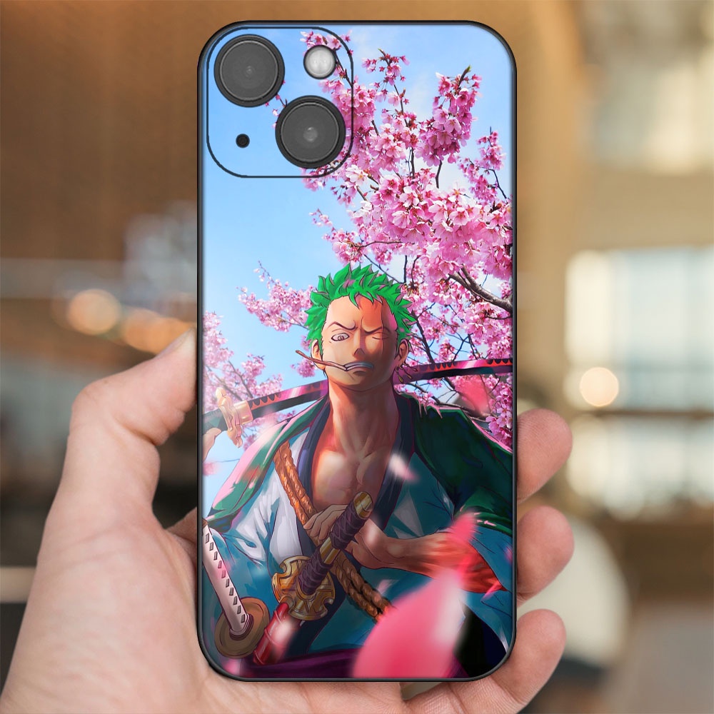 Ốp lưng iPhone 14 dẻo đen cạnh vuông in hình Zoro One Piece