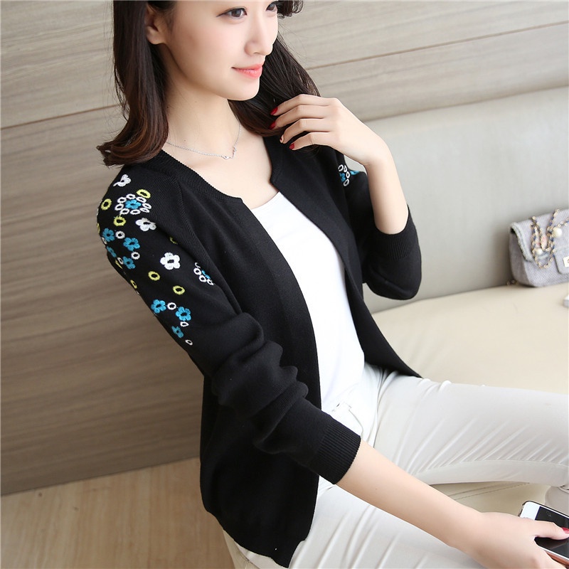 Áo Len Nữ Cardigan Áo Khoác Len Kiểu Hàn Quốc Thêu Hoa ALN020 ShopMaySG Hàng Chất Lượng Và Có Sẵn