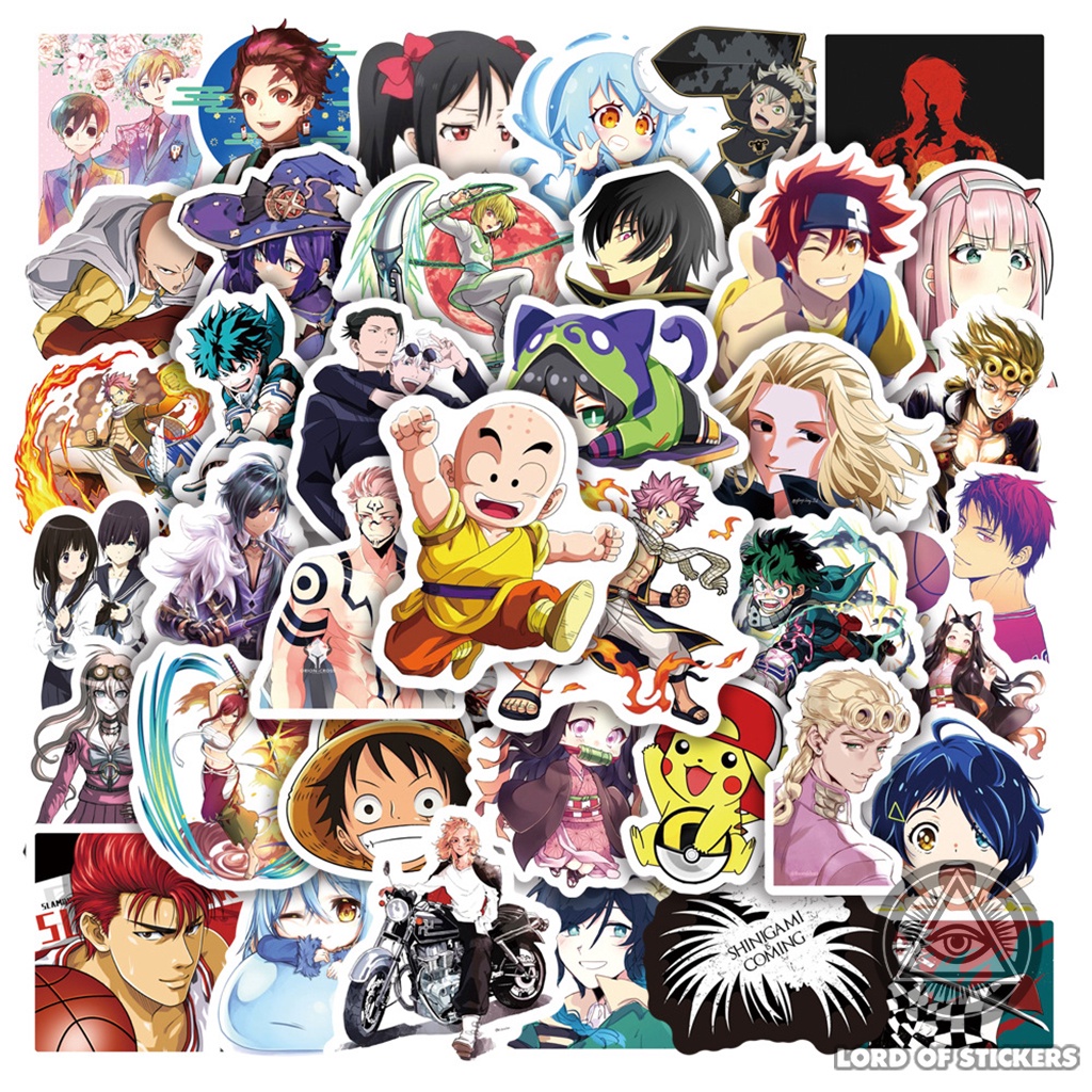 Set 100 Nhãn Dán Hình Nhân Vật Truyện Tranh Anime Manga Sticker Chống Thấm Nước Trang Trí Mũ Bảo Hiểm, Laptop, Vali, Sổ