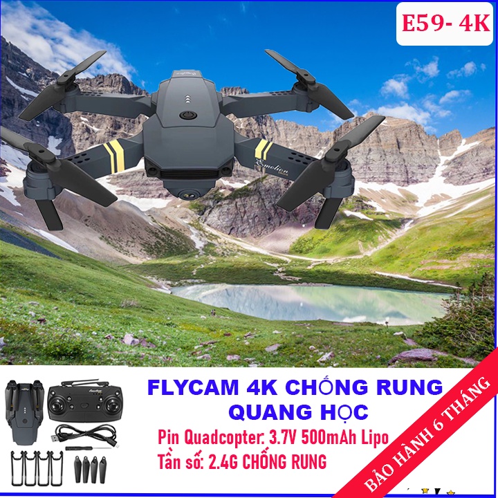 Flycam giá rẻ E59, Flycam mini, Máy bay có camera, Máy bay điều khiển từ xa, camera 4K 720P chống rung quang học