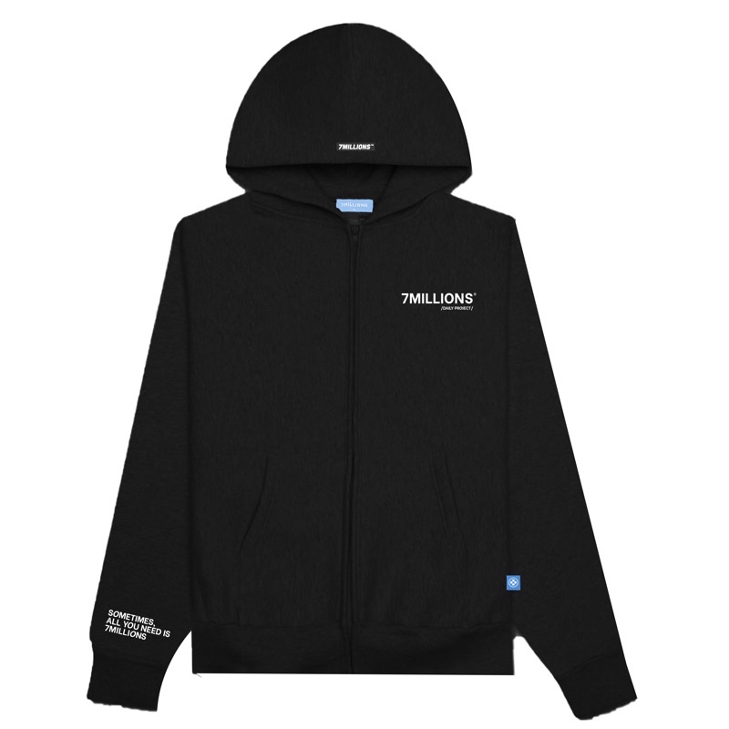 Áo khoác Hoodie Zip 7millions màu Đen / Unisex