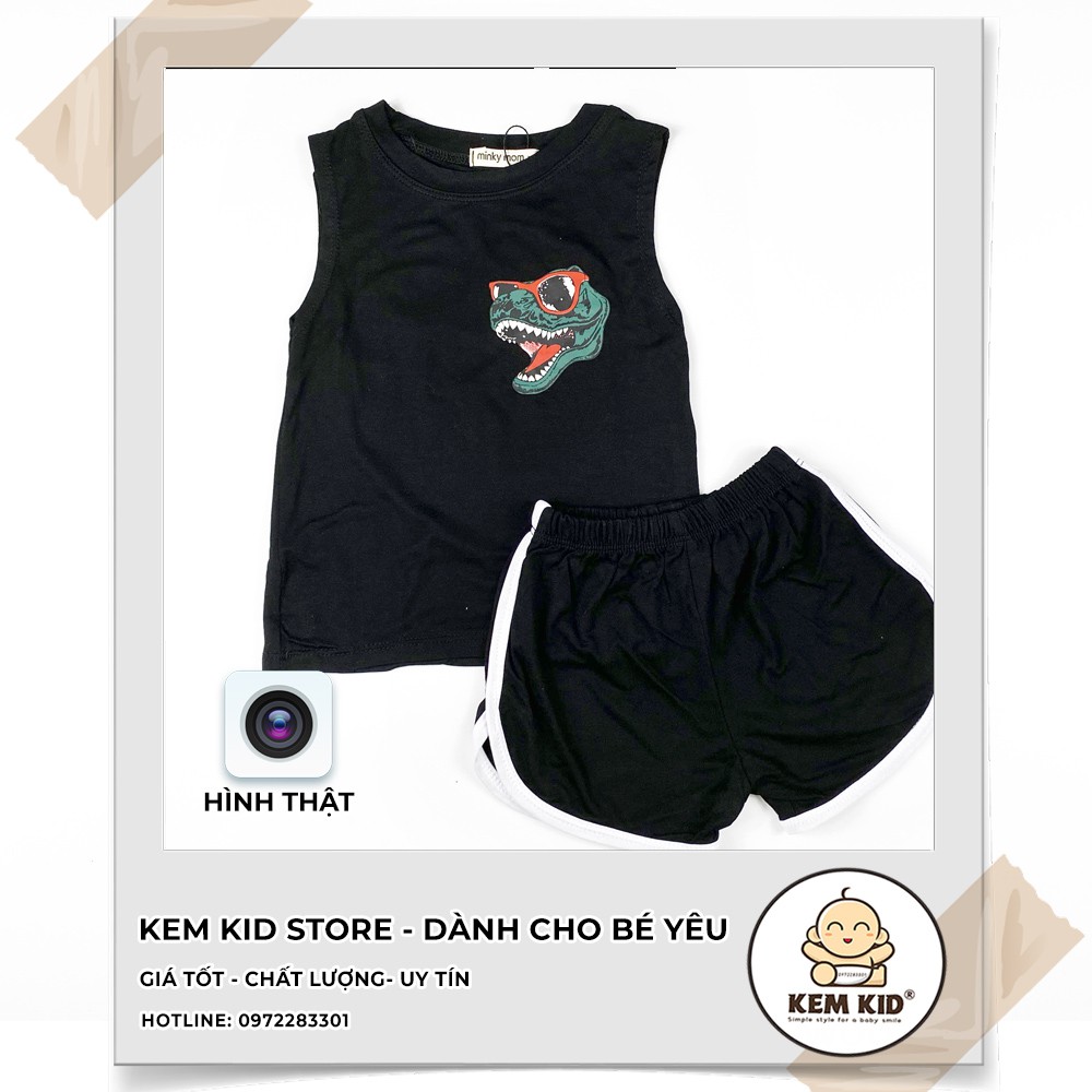 Bộ Thun Minkymom sát nách khủng long hai mặt, mềm mịn, thấm hút, mát mẻ cho bé yêu
