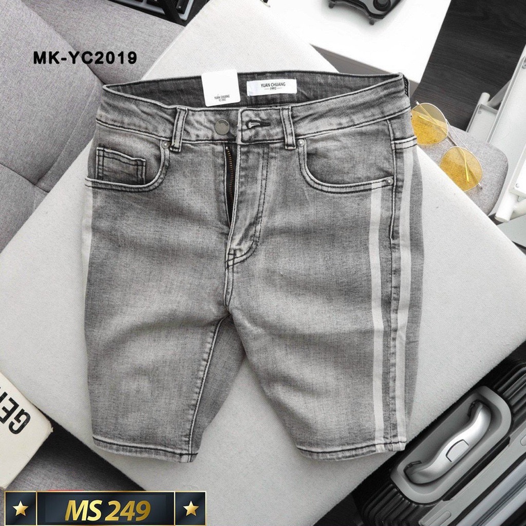 Quần short jean nam co giãn màu xám, quần đùi jean nam cao cấp MURADFASHION MS249