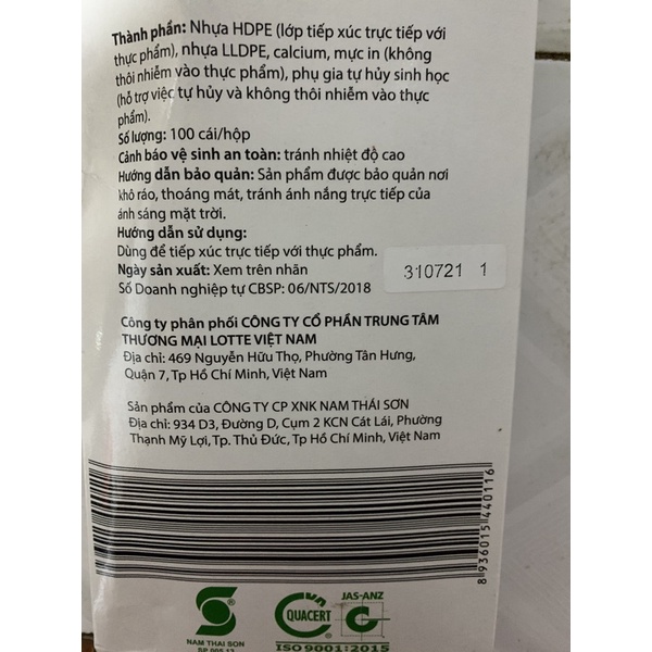 [ Siêu Tiết Kiệm] Bao Tay Nhựa Tự Huỷ Sinh Học Choice L