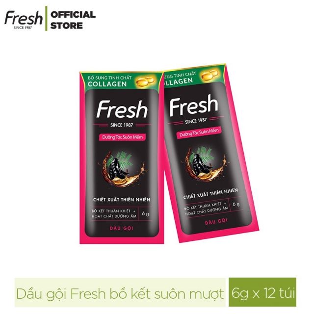 12 gói Dầu gội fresh bồ kết bổ sung tinh chất Collagen