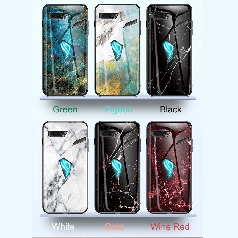 Ốp điện thoại cứng tráng kính họa tiết đá hoa cương sang trọng thích hợp cho Asus ROG 2 / ROG Phone II