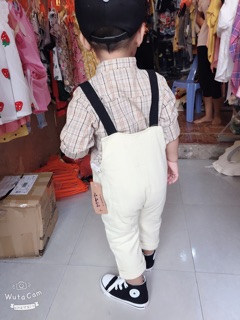 Sét yếm kèm áo sơ mi cho bé trai